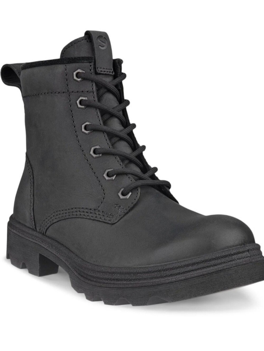 ECCO Women’s Waterproof Leather Combat Boots Black Lace Up Size EU 38U 7-7.5 - Picture 4 of 5
